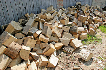 Image showing Pile of wood for heating