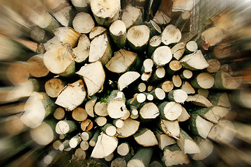 Image showing Pile of firewood digitally altered