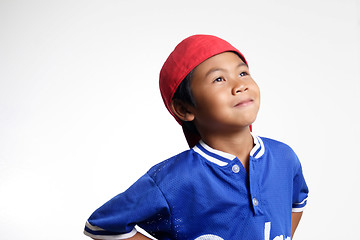 Image showing Happy Kid looking up