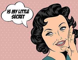 Image showing cute retro woman in comics style with message