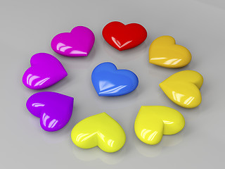 Image showing Colorful shiny hearts