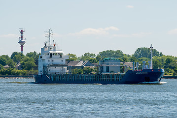 Image showing Transport ship goes via Baltic sea channel to sea