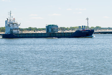 Image showing Transport ship goes via Baltic sea channel to sea