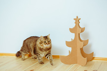 Image showing Christmas Tree Made Of Cardboard. New Year