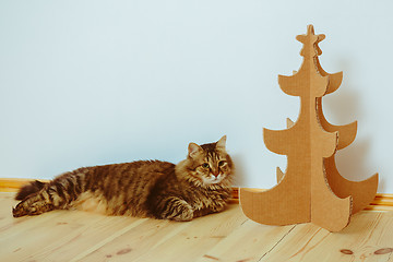 Image showing Christmas Tree Made Of Cardboard. New Year