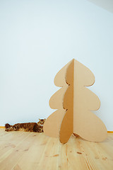 Image showing Christmas Tree Made Of Cardboard. New Year