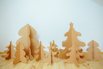 Image showing Christmas Tree Made Of Cardboard. New Year