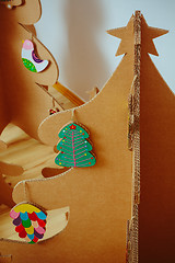 Image showing Christmas Tree Made Of Cardboard. New Year