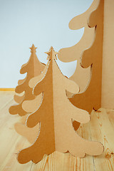 Image showing Christmas Tree Made Of Cardboard. New Year