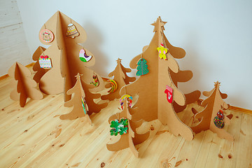 Image showing Christmas Tree Made Of Cardboard. New Year