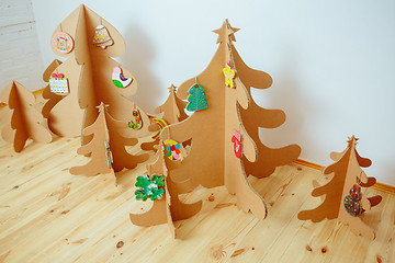 Image showing Christmas Tree Made Of Cardboard. New Year