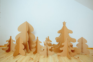 Image showing Christmas Tree Made Of Cardboard. New Year