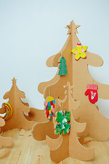 Image showing Christmas Tree Made Of Cardboard. New Year