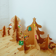 Image showing Christmas Tree Made Of Cardboard. New Year