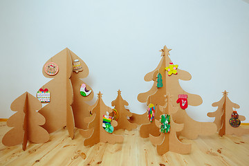Image showing Christmas Tree Made Of Cardboard. New Year
