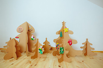 Image showing Christmas Tree Made Of Cardboard. New Year