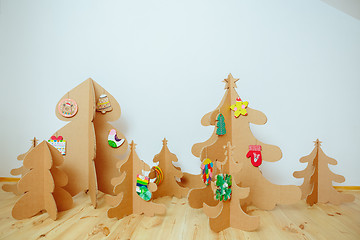 Image showing Christmas Tree Made Of Cardboard. New Year