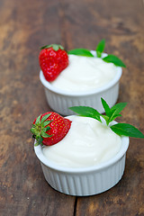 Image showing organic Greek yogurt and strawberry