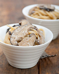 Image showing Italian spaghetti pasta and mushrooms