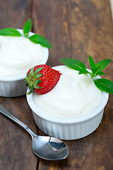 Image showing organic Greek yogurt and strawberry