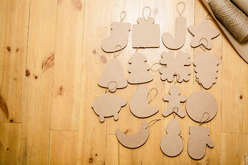 Image showing Cardboard toys for the Christmas tree or garland. New year decorations.