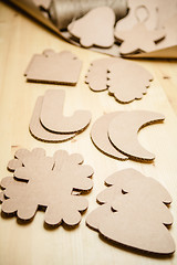 Image showing Cardboard toys for the Christmas tree or garland. New year decorations.