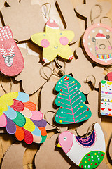 Image showing Cardboard toys for the Christmas tree or garland. New year decorations.