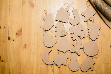 Image showing Cardboard toys for the Christmas tree or garland. New year decorations.