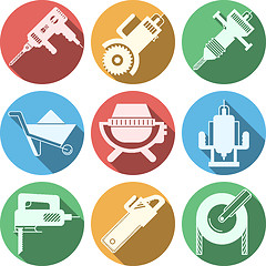 Image showing Flat vector icons for construction equipment