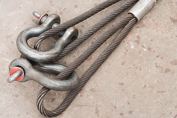 Image showing Steel wire loops with shackles