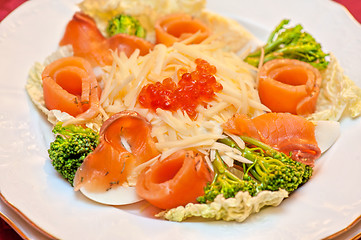 Image showing Salad with salmon