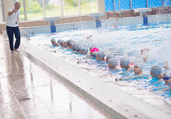 Image showing children group  at swimming pool