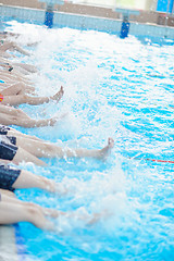 Image showing children group  at swimming pool