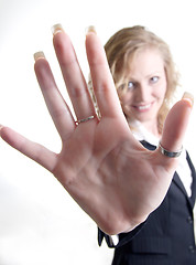 Image showing Womans Hand with thumb ring