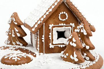 Image showing Holiday Gingerbread house isolated on white. 