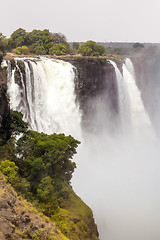 Image showing The Victoria falls with mist from water