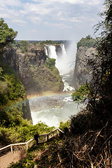 Image showing The Victoria falls with mist from water