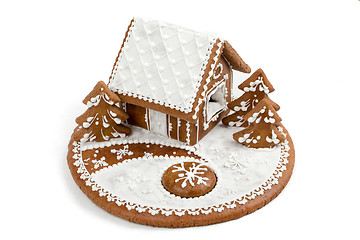 Image showing Holiday Gingerbread house isolated on white. 