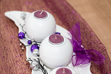 Image showing House decoration with aromatic candle violet color