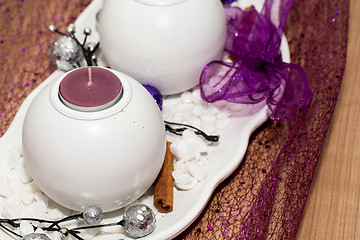 Image showing House decoration with aromatic candle violet color