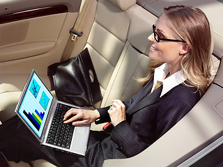 Image showing businesswoman has a fan with laptop