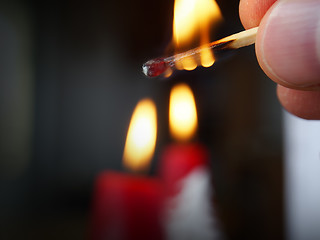 Image showing burning match