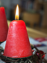 Image showing Datail burning red candle