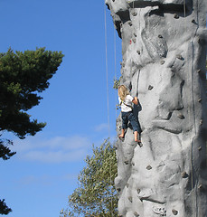 Image showing Brave child climbing