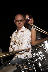 Image showing posing on drums