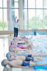 Image showing children group  at swimming pool