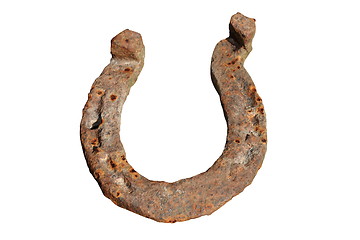 Image showing rusty horseshoe on white