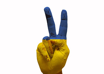 Image showing Hand making the V sign