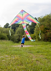Image showing Boy play with kite