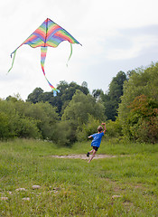 Image showing Boy play with kite